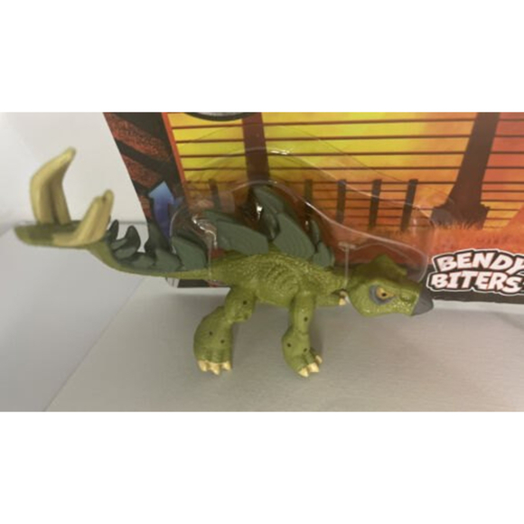 Jurassic World Bendy Biters Figures, Dinosaur 2-Pack, Stegosaurus, Velociraptor - Picture 9 of 12